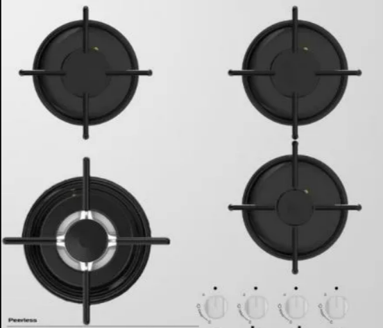 peerless - כיריים 4 להבות זכוכית לבן דגם: PR 604 GW