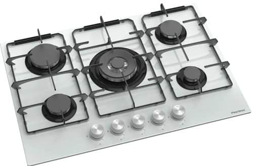 Peerless - כיריים גז 5 מבערים זכוכית לבן 70 ס”מ דגם: PR-705 GWS